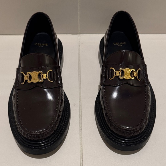 Celine Dark Brown Loafers with Gold Detail - Picture 4 of 6